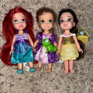 Disney Princess Dolls Set - Ariel, Rapunzel, Belle